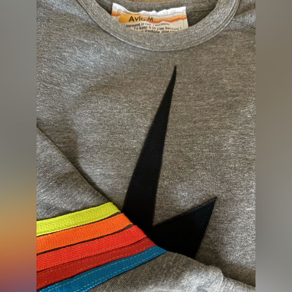 Aviator Nation Lightning Bolt & Rainbow Stripes Crewneck Sweatshirt - Medium - Picture 15 of 15